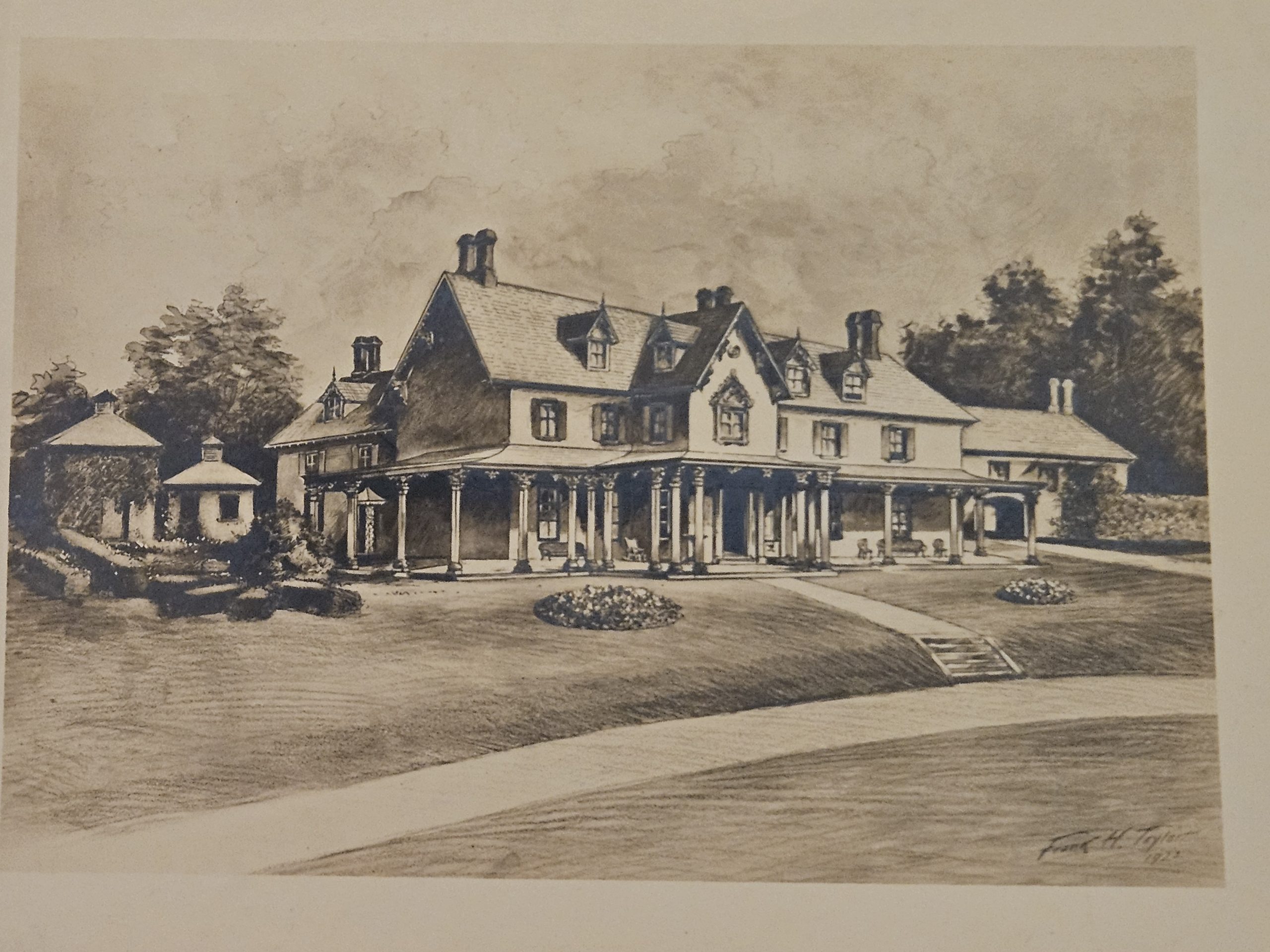 A Drawing of a Large House Featuring a Spacious Porch